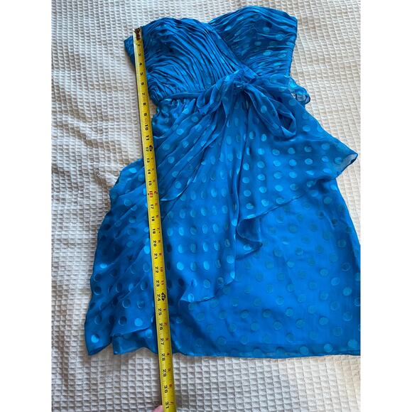 Rebecca Taylor Y2K Sweetheart Polka Dot Strapless Cocktail Blue Mini Dress 6 - Picture 4 of 14